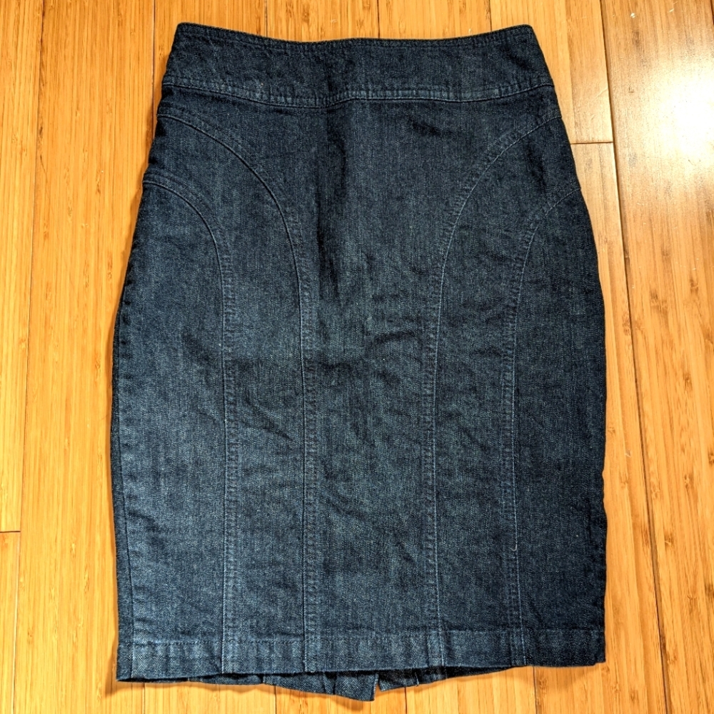 High rise jean pencil skirt